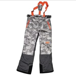 Helly Hansen Snow Pants Junior No Limits 2.0 Camo Orange Suspenders sz 14